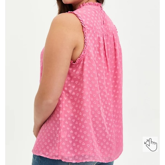NWT Torrid Pink Heart Clip-Dot Mock Neck Top Size 0 (Large/12) - Picture 3 of 10